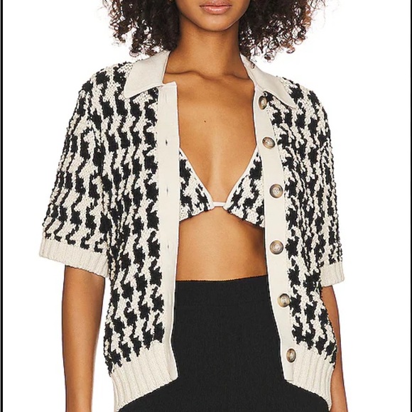 Anine Bing Tommy Black and Cream Patterned Cardigan - Picture 3 of 3